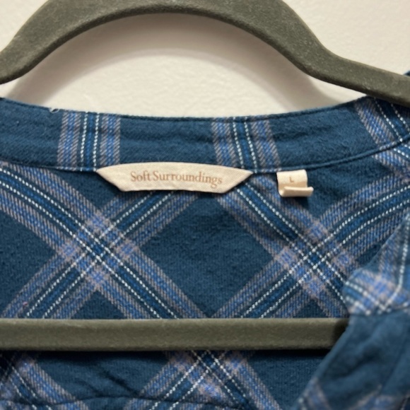 Soft surroundings plaid floral mix blouse tunic Large - Picture 6 of 7